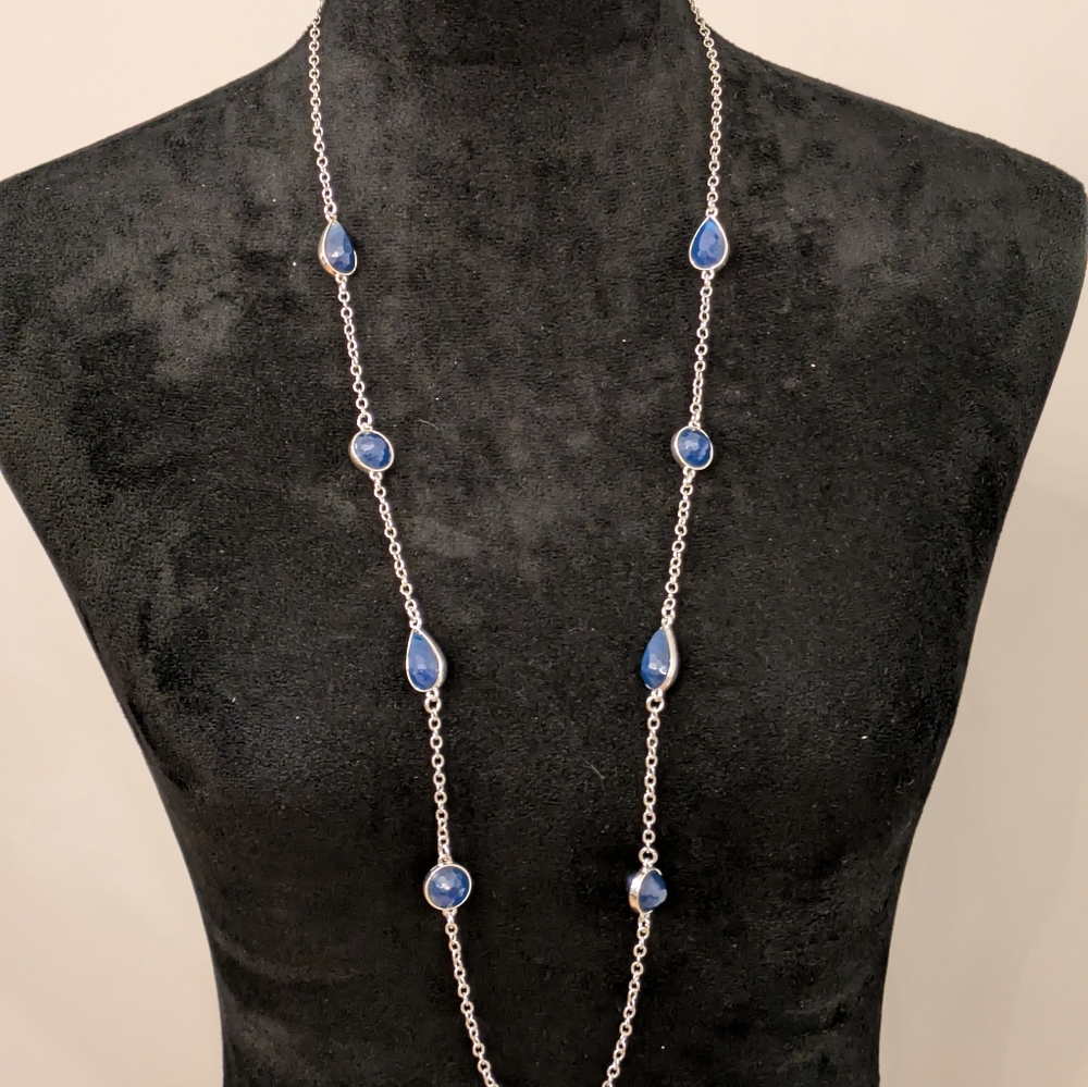 Liz Claiborn Silver Tone and Blue Gemstone Fasy Necklace